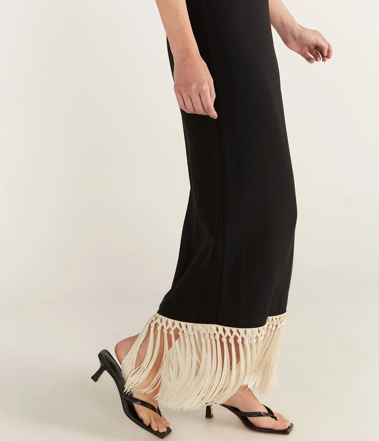 Nina Fringe Dress in Black