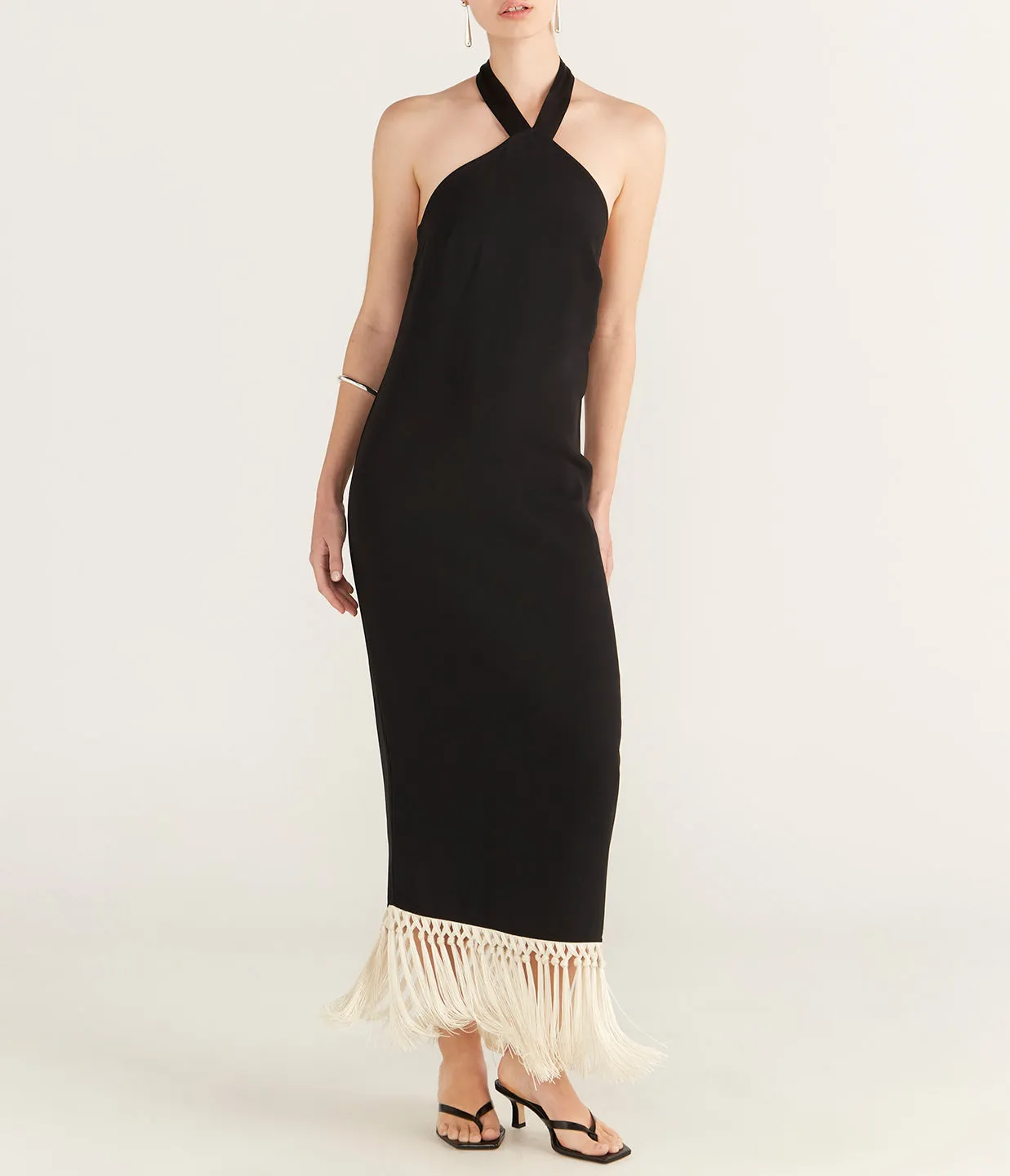 Nina Fringe Dress in Black