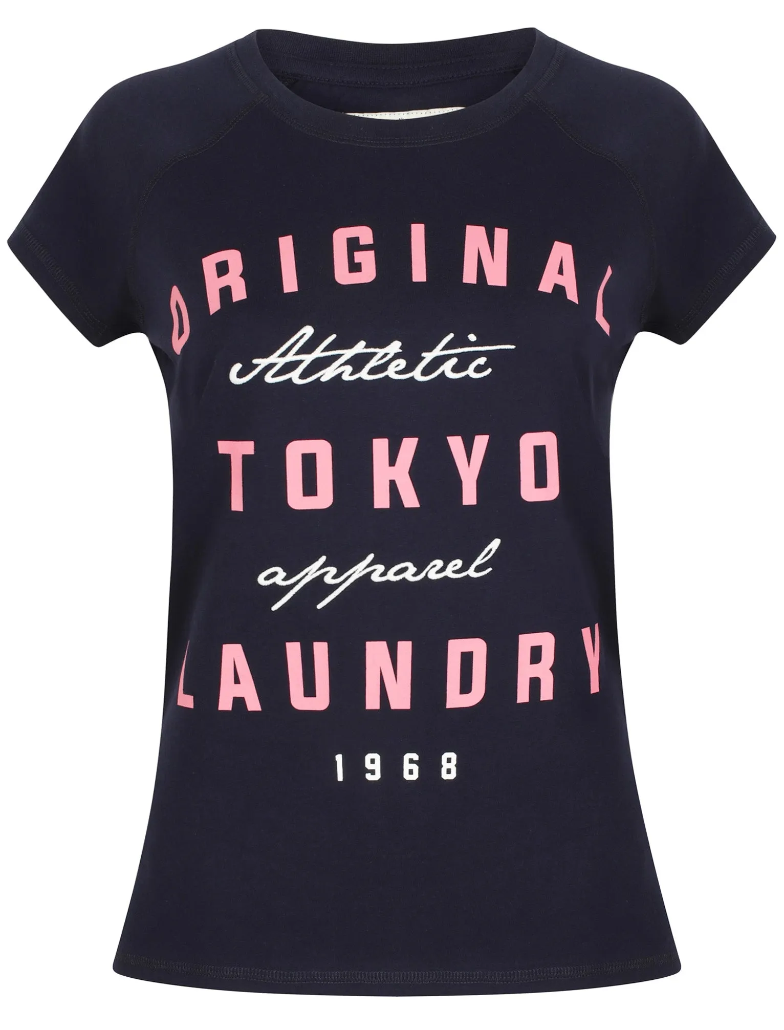 Nyla Motif Cotton Crew Neck T-Shirt In Eclipse Blue - Tokyo Laundry