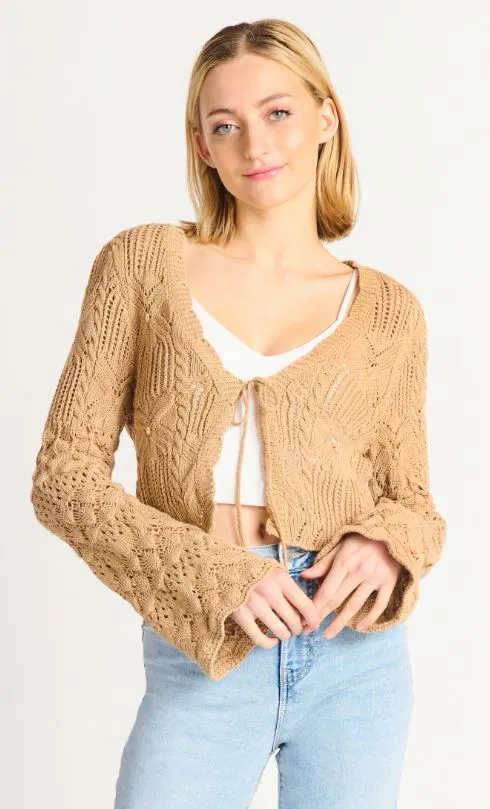 Openwork Tie-Front Cardigan