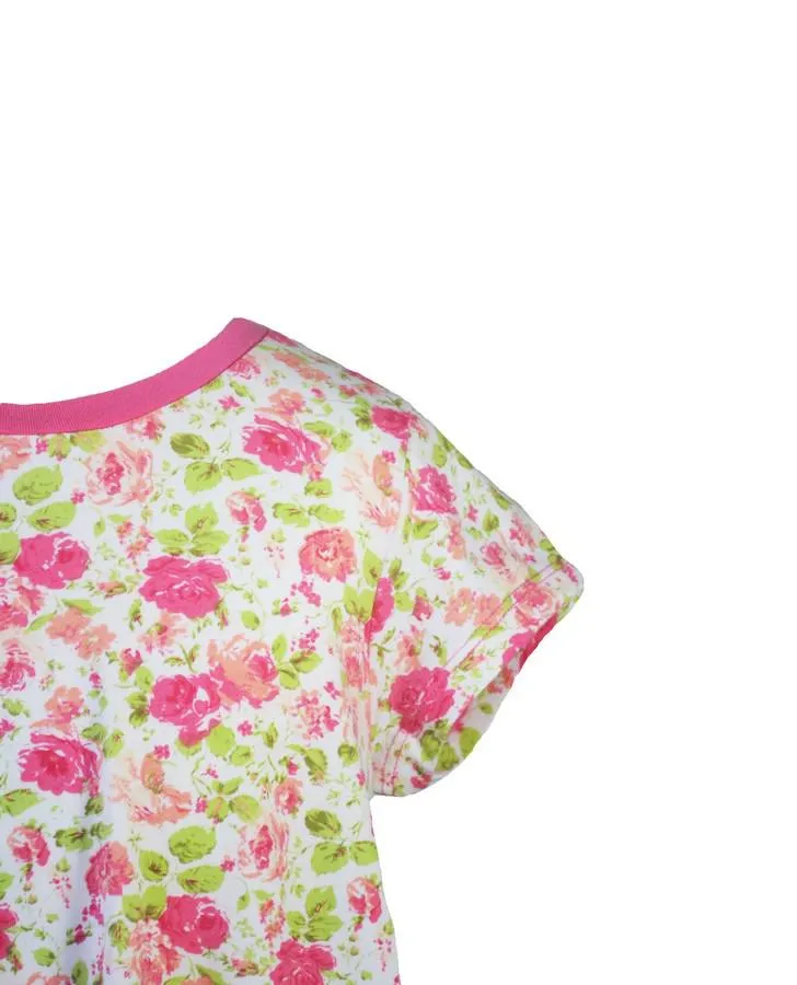 Pink Floral Print Jersey Dress