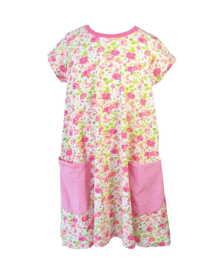 Pink Floral Print Jersey Dress