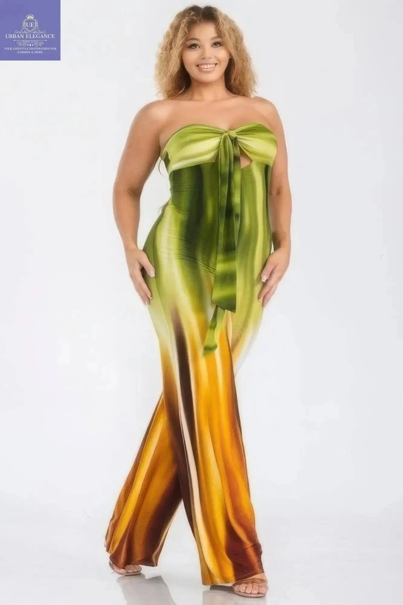 Plus print off shoulder jumpsuit