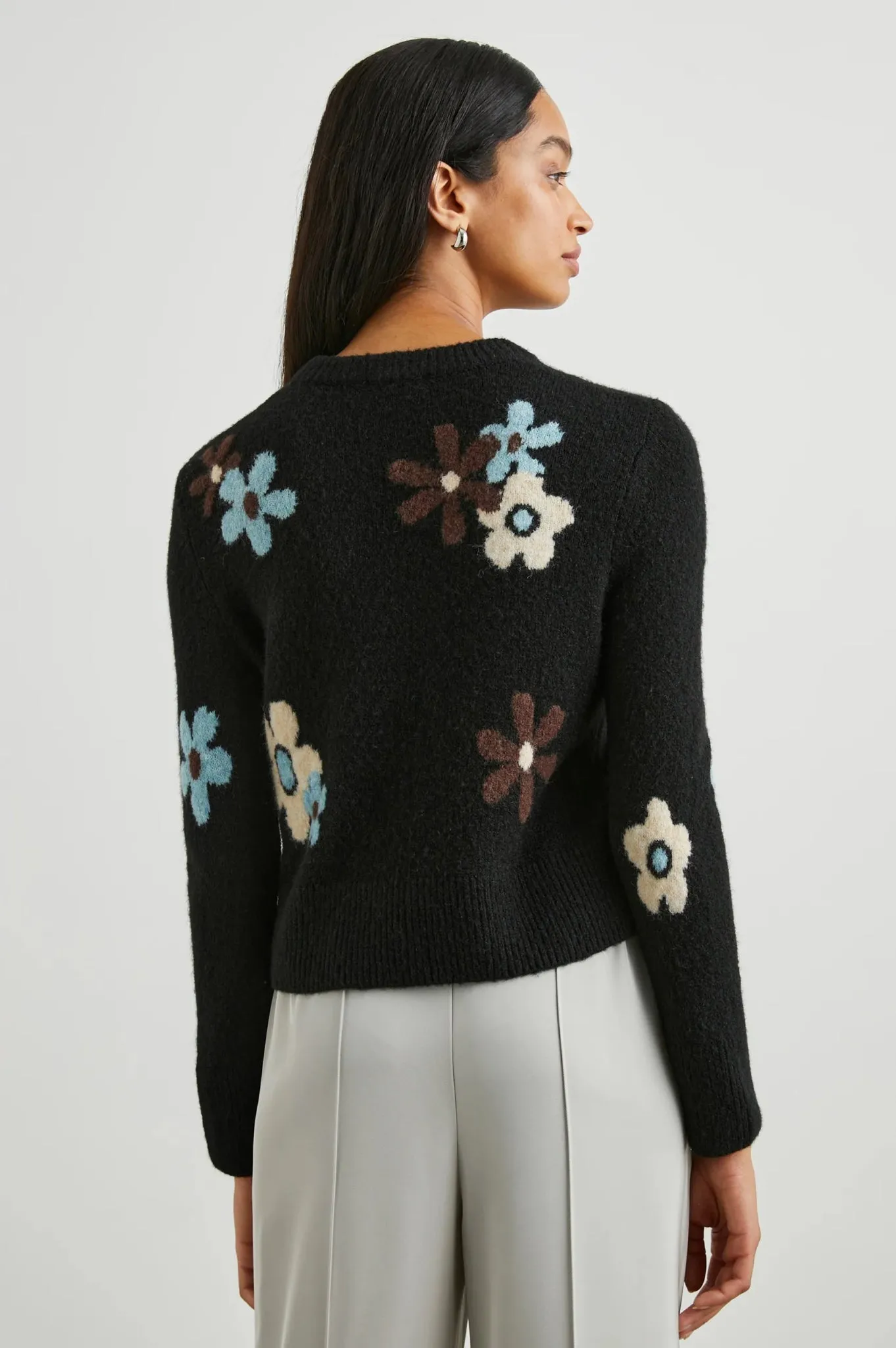 Rails Anise Sweater in Onyx Blue Daisies