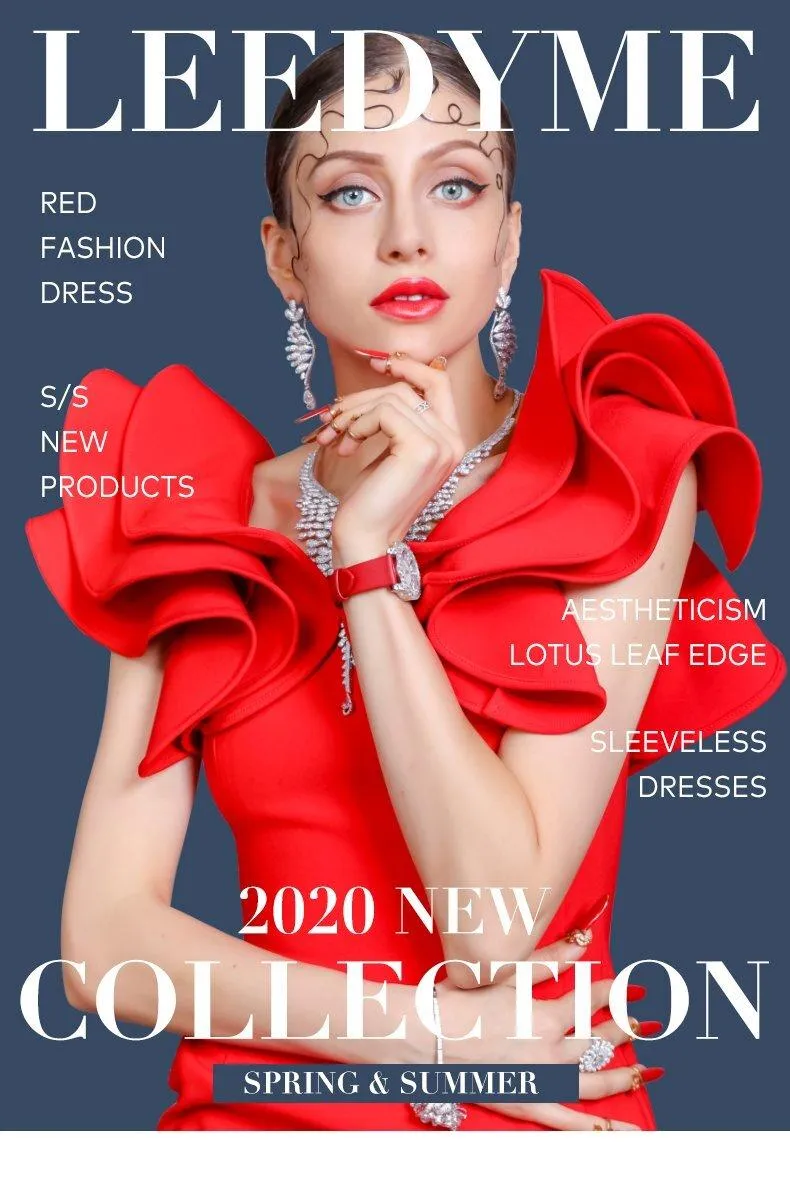 Red hot elegant one-shoulder bodycon ruffled hips slim pencil dress party cocktail dress - Hina