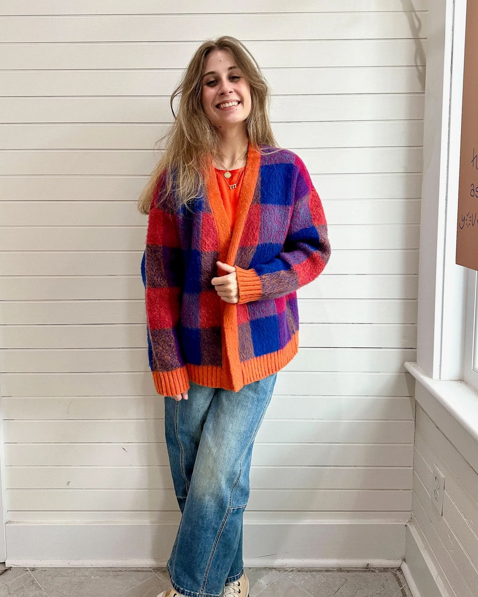 Retro Gingham Cardigan