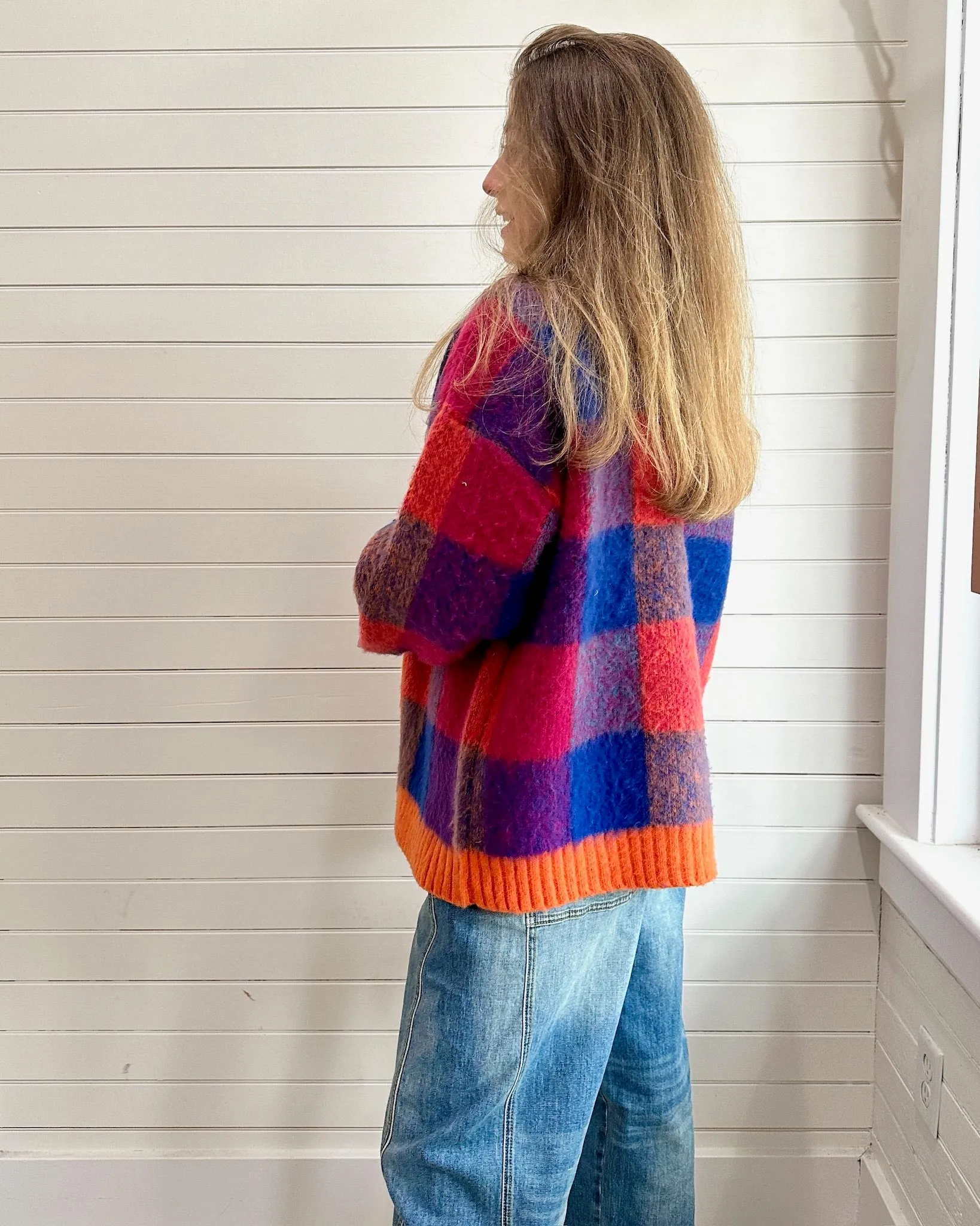 Retro Gingham Cardigan