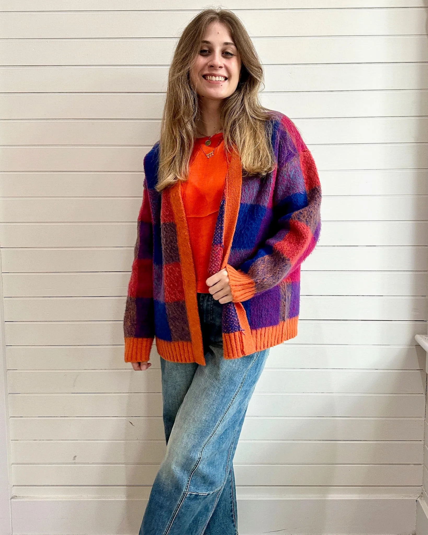 Retro Gingham Cardigan