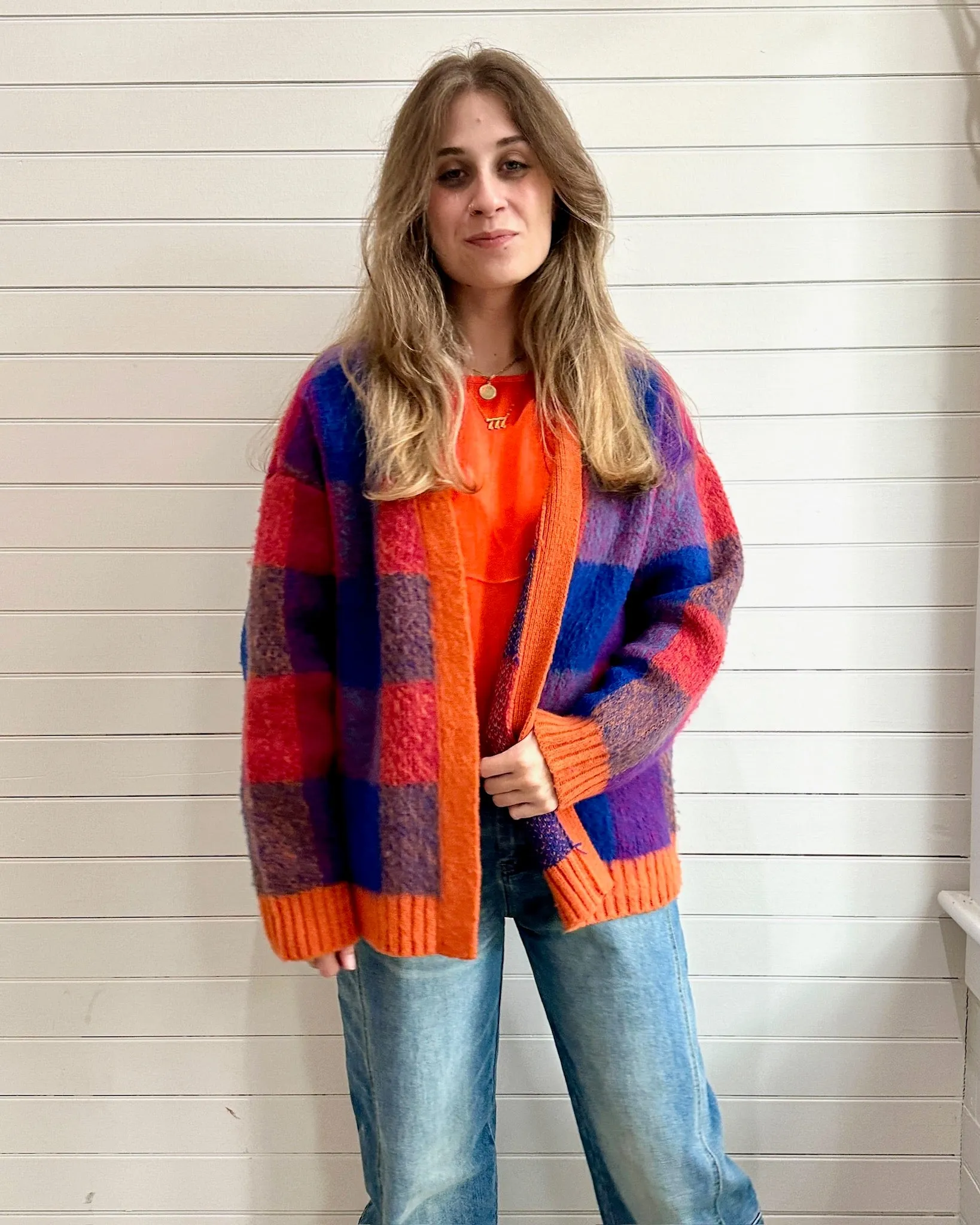 Retro Gingham Cardigan
