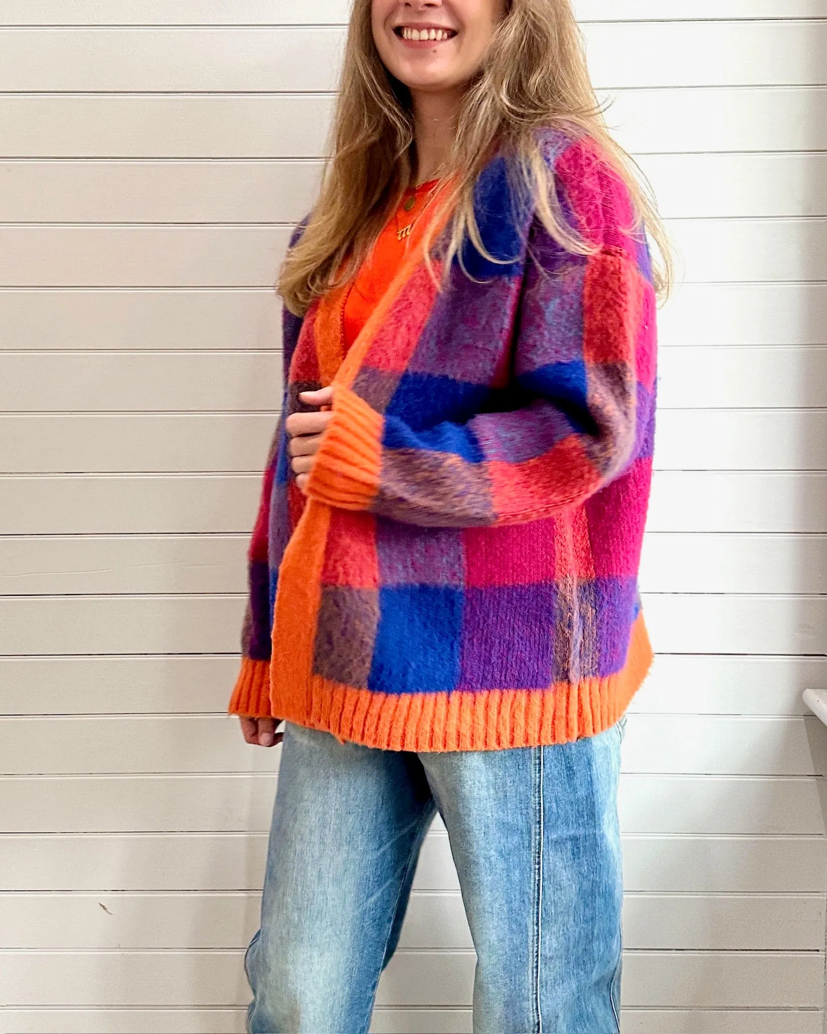 Retro Gingham Cardigan