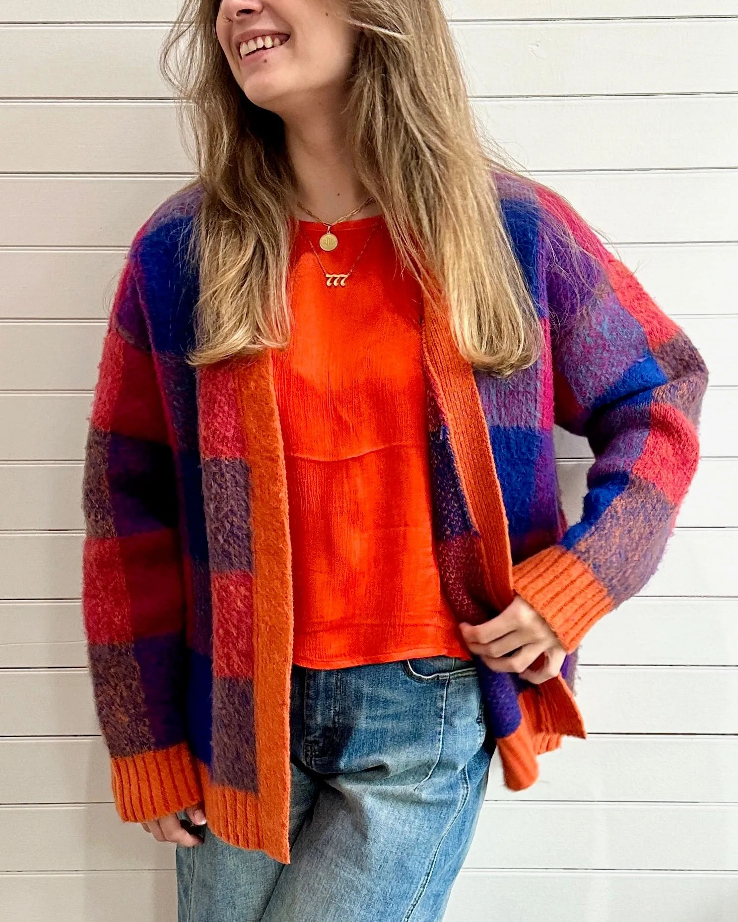 Retro Gingham Cardigan
