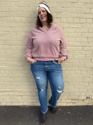 Risen Mid-Rise Distressed Boyfriend Jeans