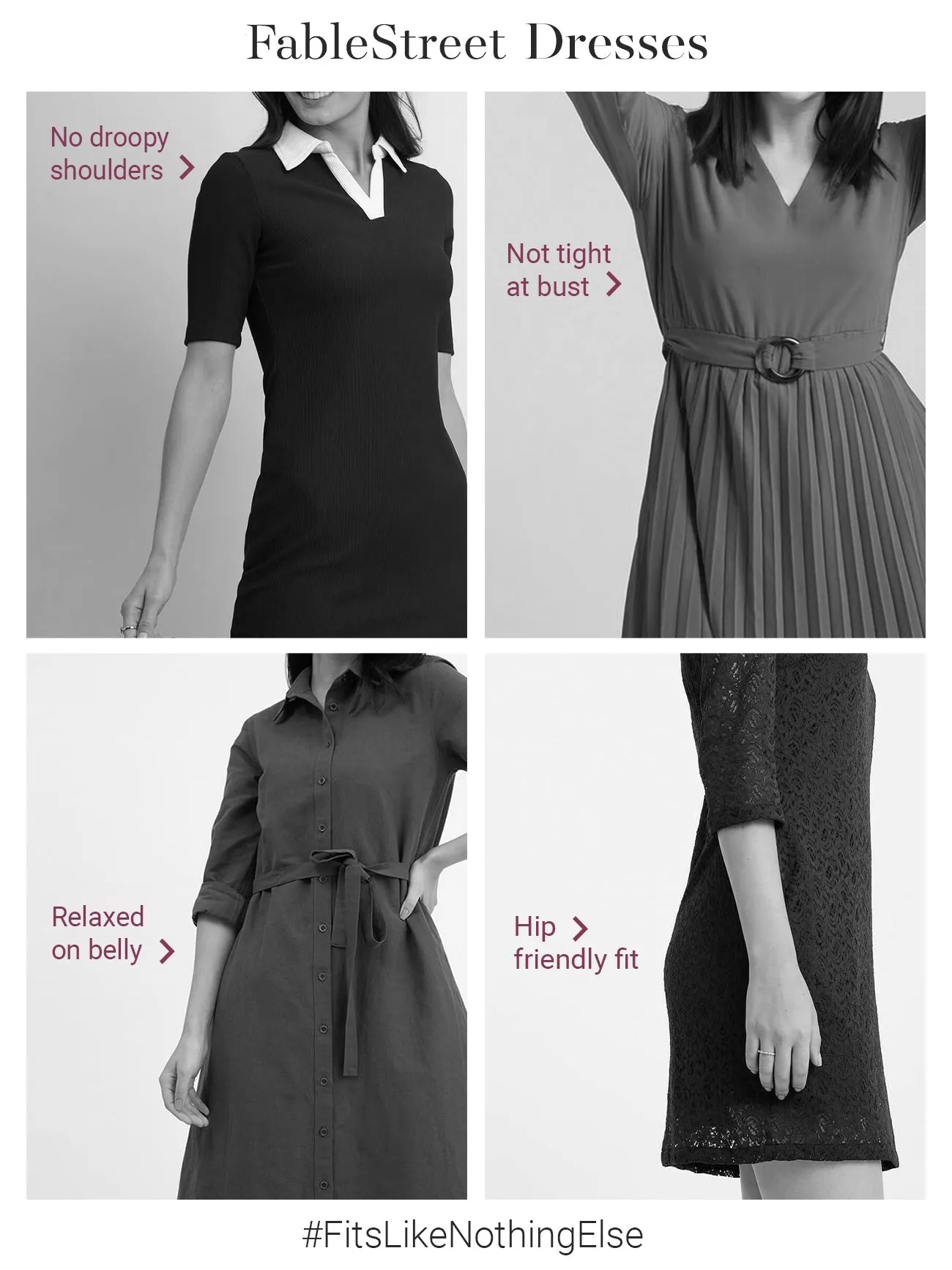 Round Neck Overlap Shift Dress - Black