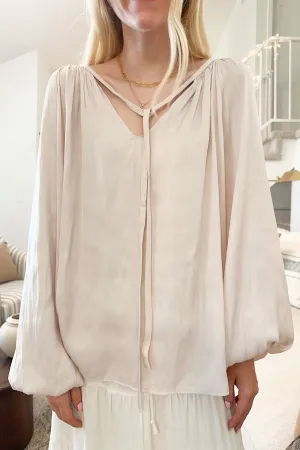 St. Maritz Satin Blouse in Pearl
