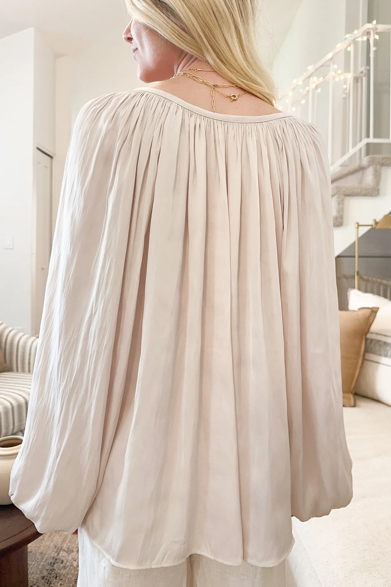 St. Maritz Satin Blouse in Pearl