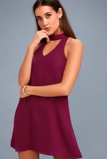 TastyHottie - V-neck sleeveless solid color A chiffon dress