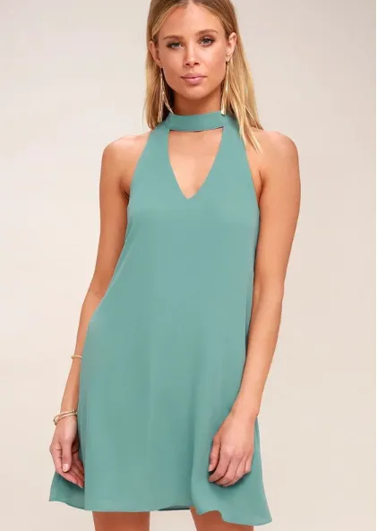 TastyHottie - V-neck sleeveless solid color A chiffon dress