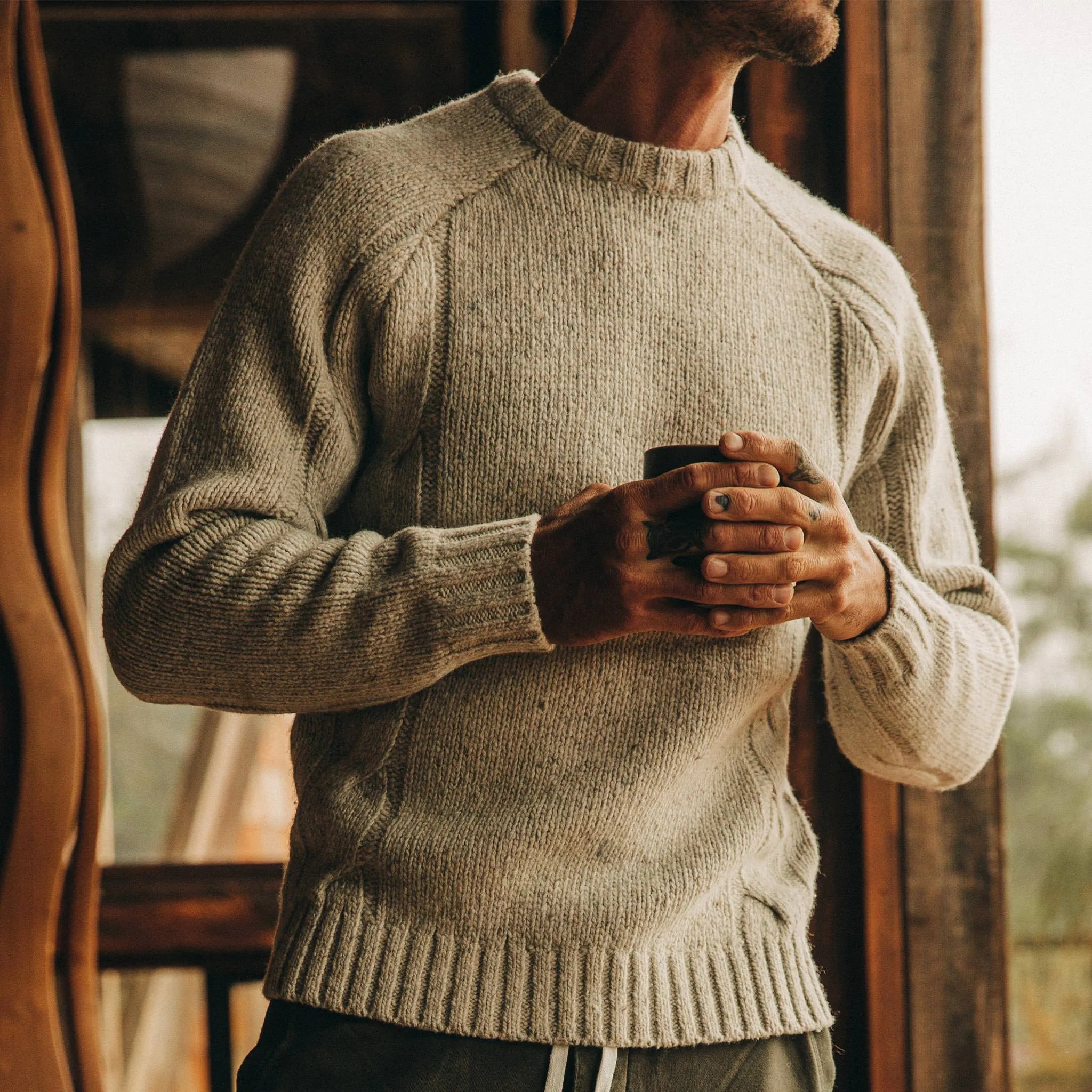 The Topside Sweater in Natural Cable Knit