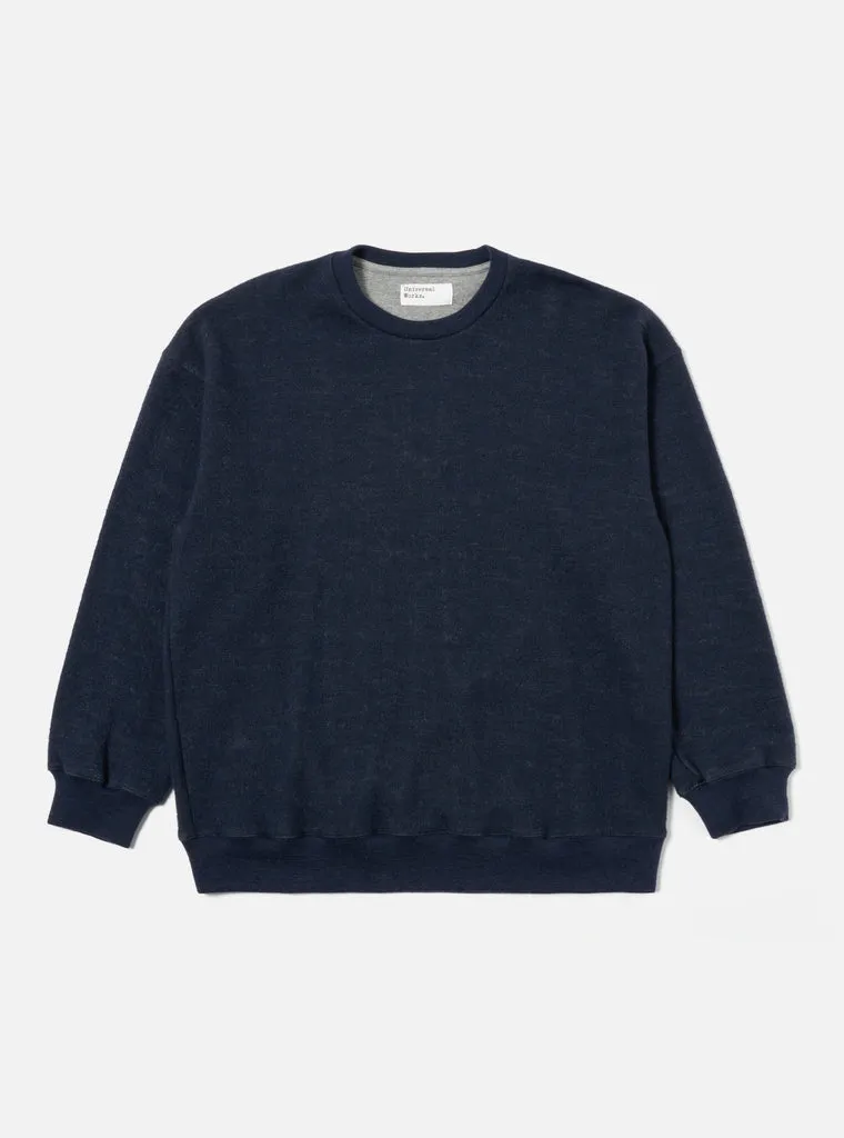 Universal Works Navy Wool Knit Loose Sweatshirt