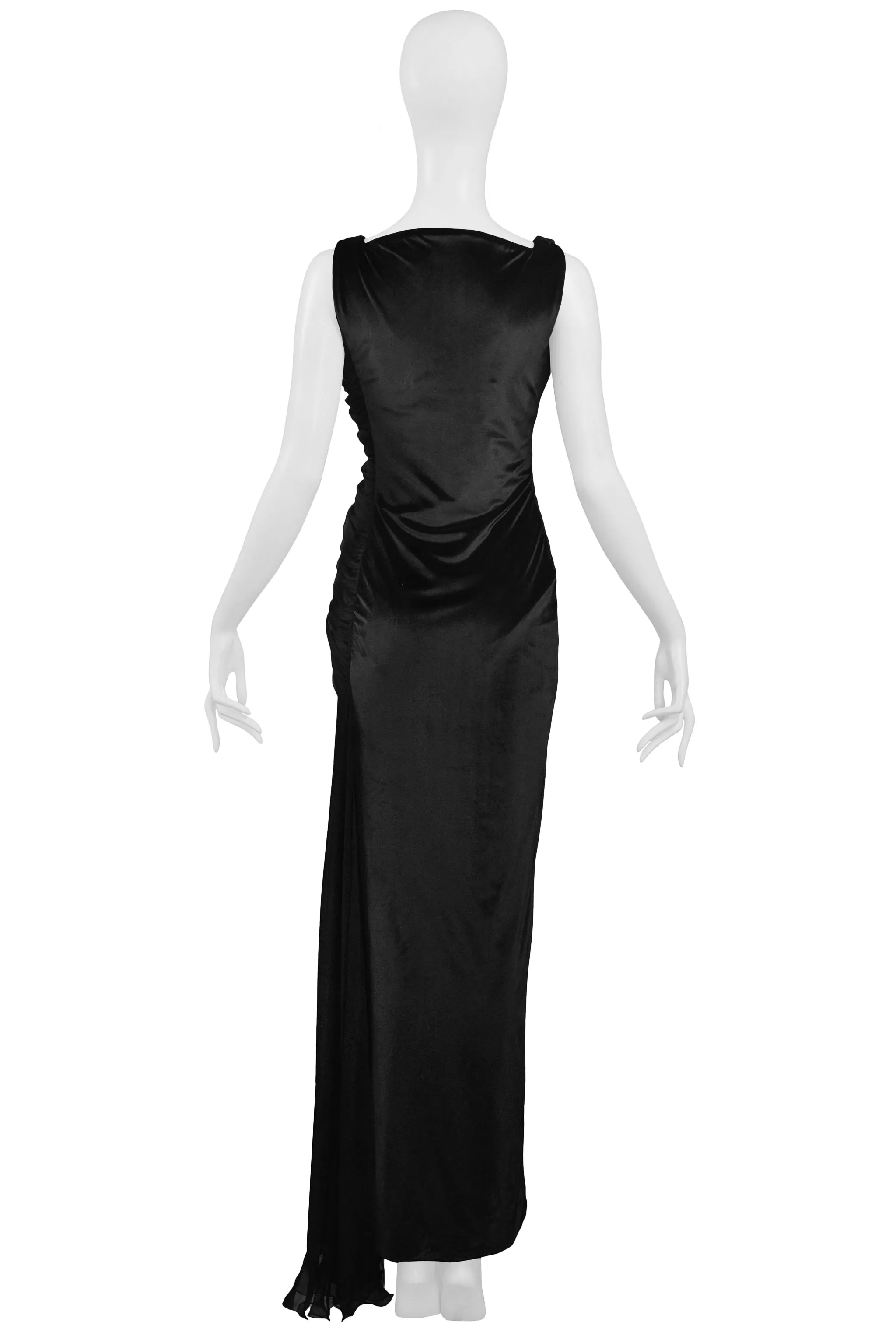 VERSACE COUTURE BLACK VELVET SHEER GOWN 1995