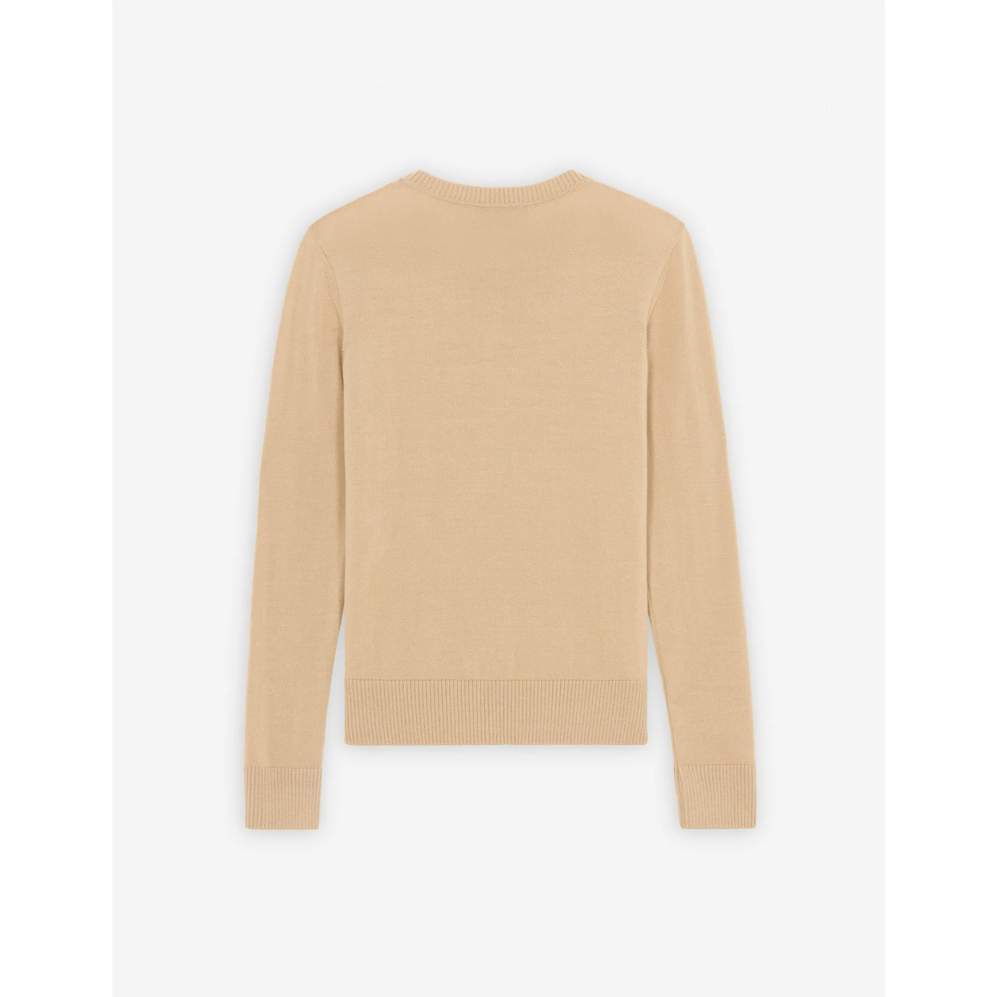 Women Double Fox Head Patch R-Neck Cardigan - Beige Melange