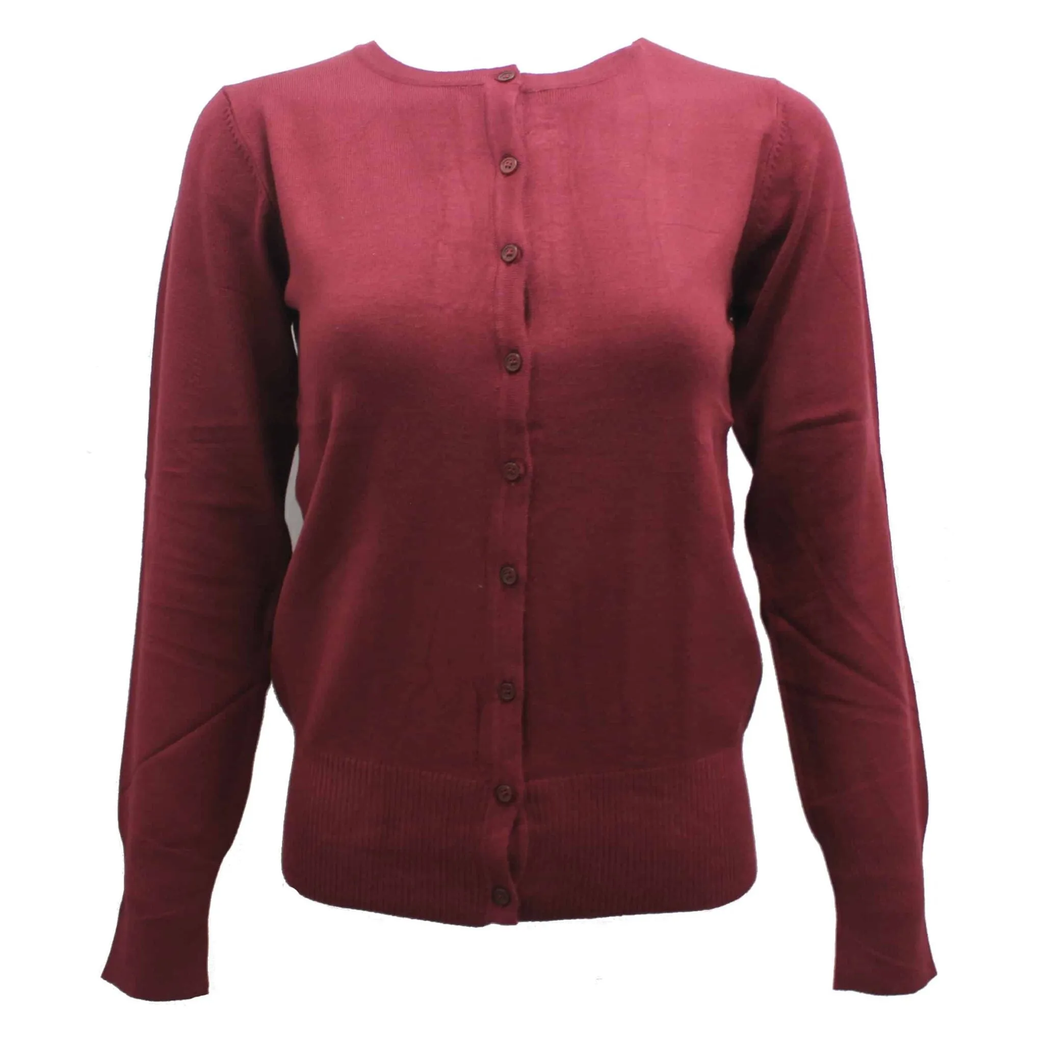 Women's Burgundy Knit Cardigan Sweater