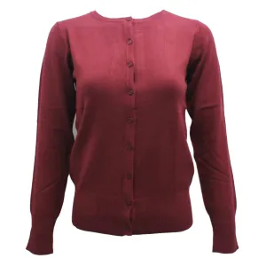 Women's Burgundy Knit Cardigan Sweater