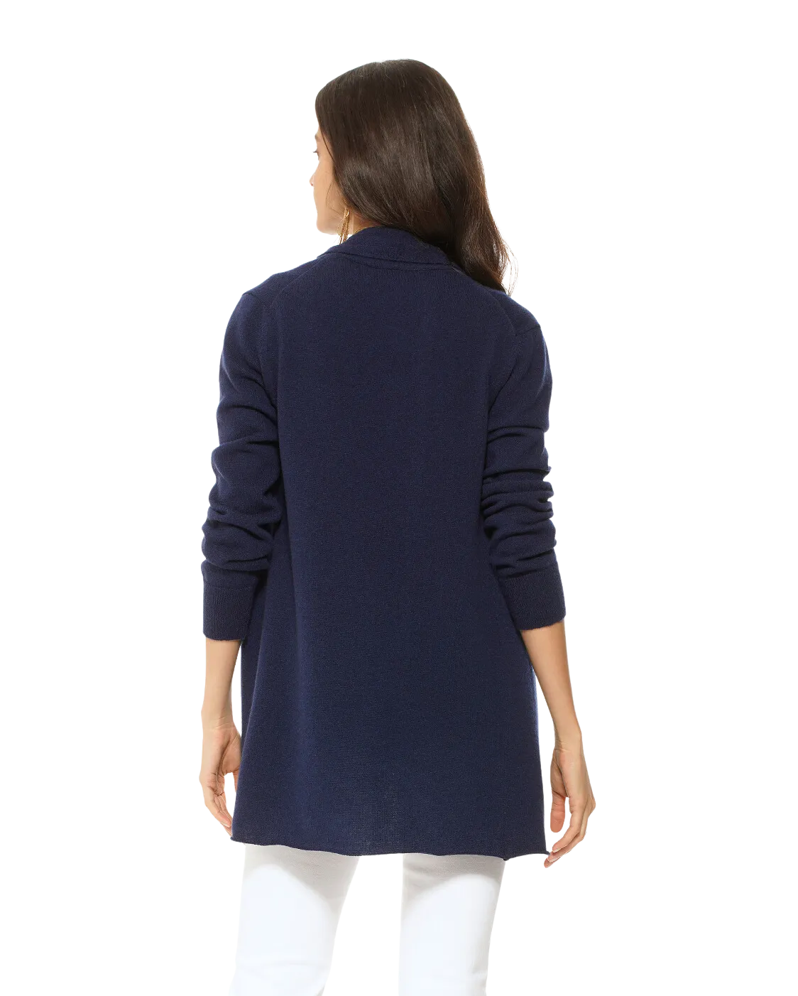 Womens's Pure Cashmere Open Front Cardigan Night Blue